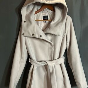 Dynamite Cream Hooded Trench Coat